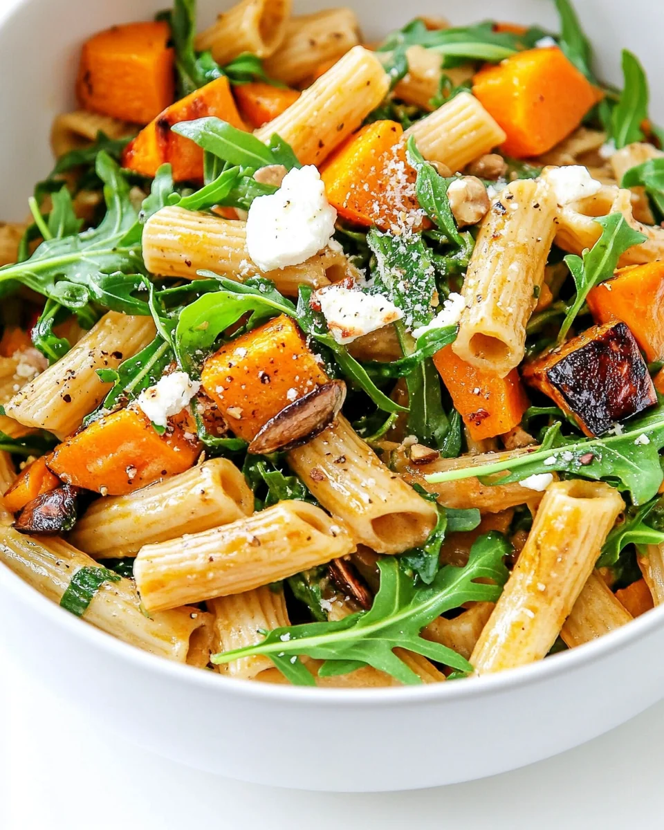 Simple Butternut Squash Goat Cheese Pasta With Arugula