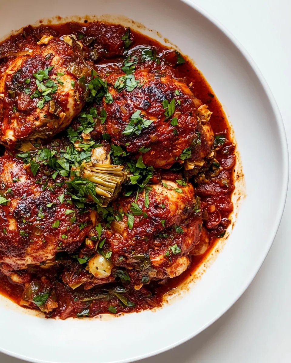 Savory Braised Chicken With Artichokes and Peppers - additional image