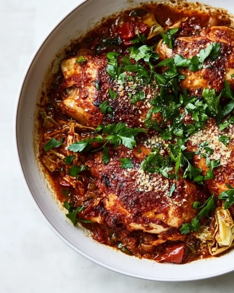 Savory Braised Chicken With Artichokes and Peppers