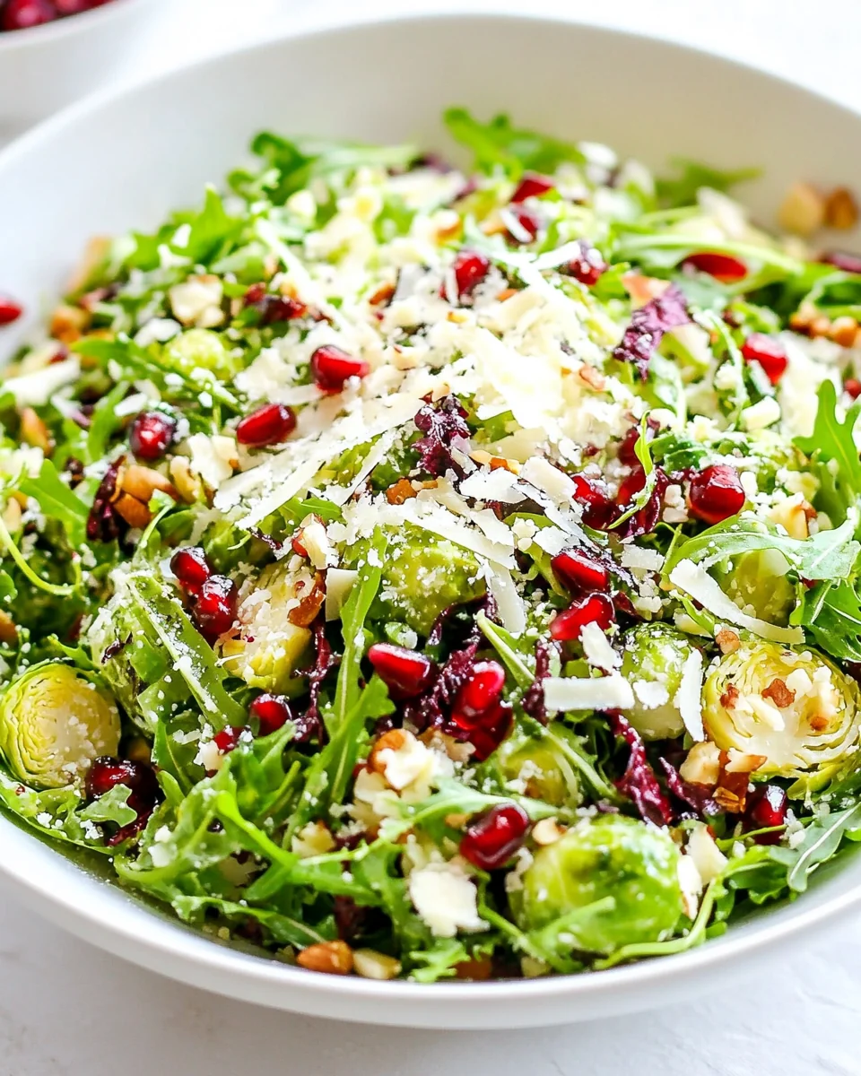 Fresh Brussels Sprouts Arugula Salad with Pomegranate and Parmesan - additional image