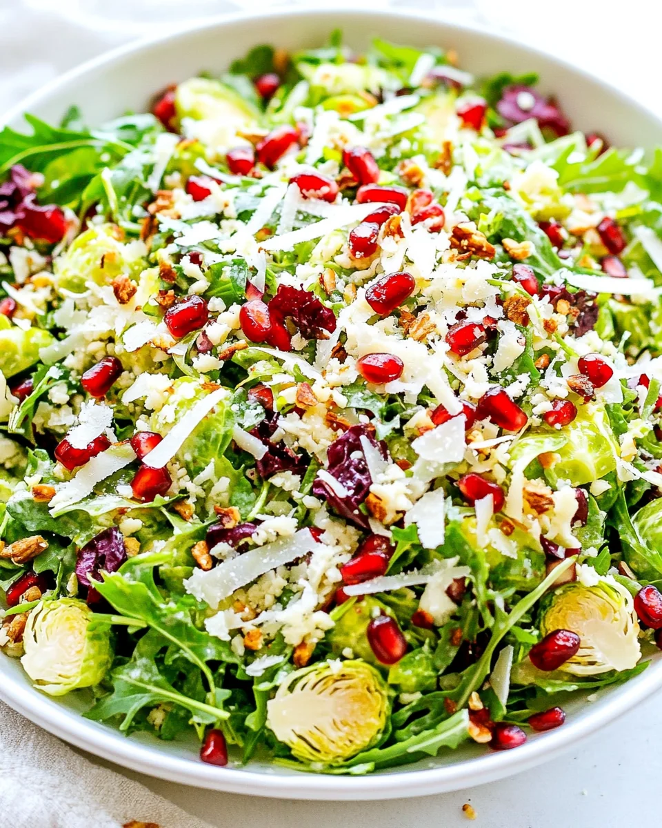 Fresh Brussels Sprouts Arugula Salad with Pomegranate and Parmesan - additional image