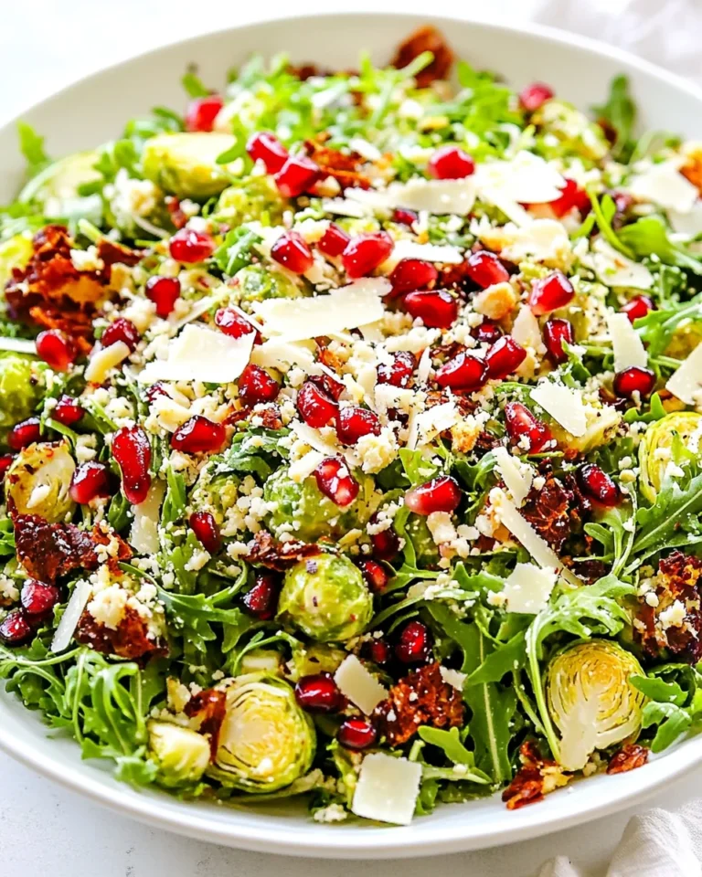 Fresh Brussels Sprouts Arugula Salad with Pomegranate and Parmesan