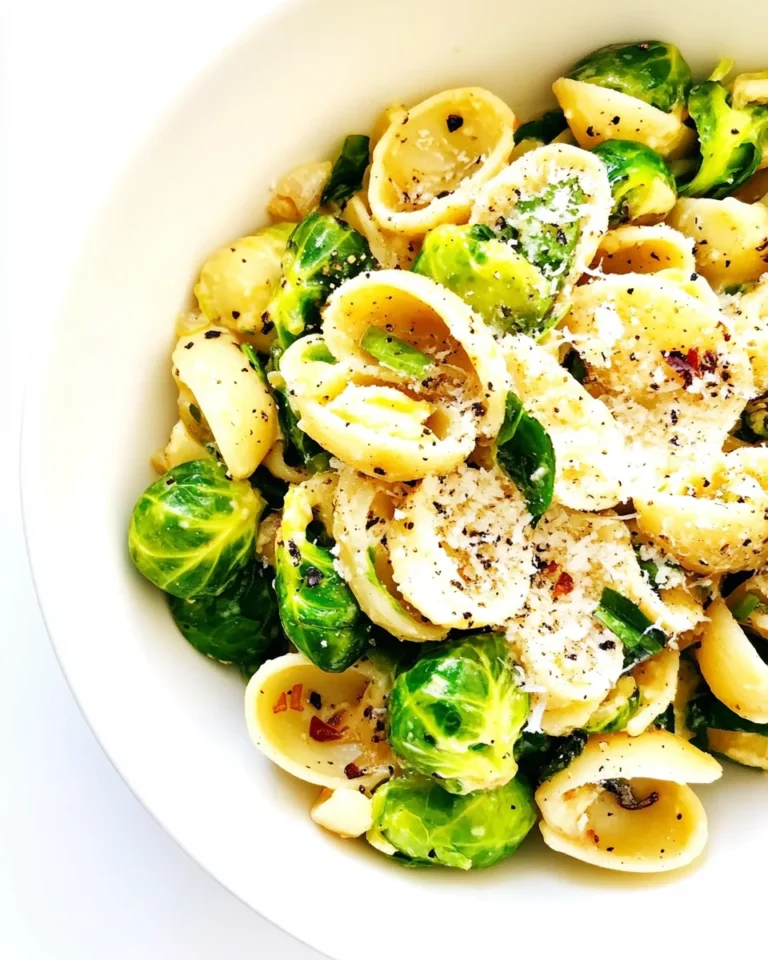 Creamy Parmesan Pasta with Fresh Brussels Sprouts
