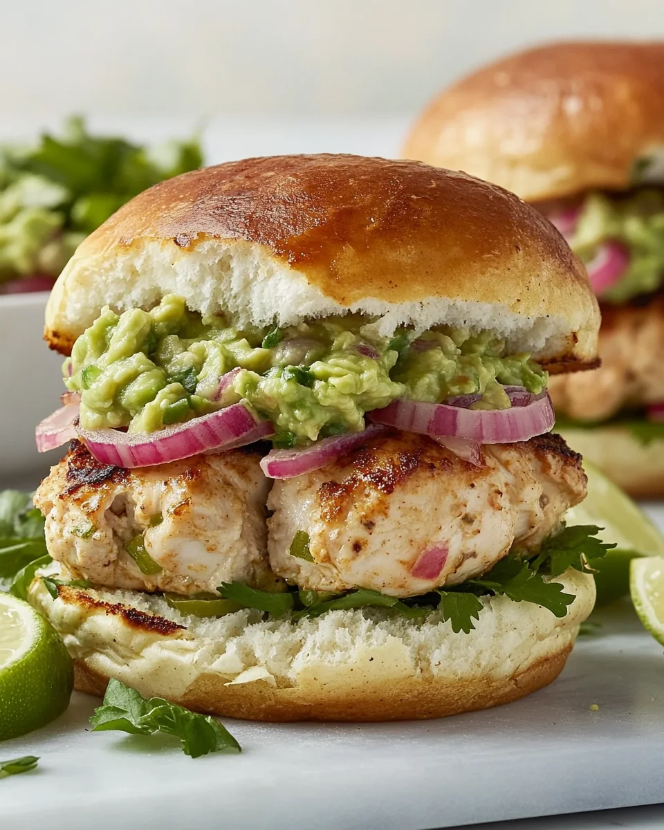 Savory Cheddar Jalapeno Chicken Burgers with Fresh Guacamole - additional image