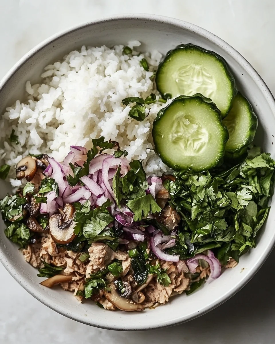 Simple Chicken Mushroom Larb Bowls