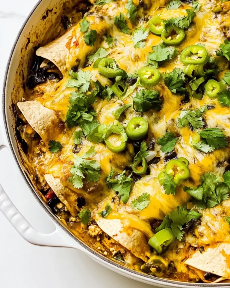 Savory Chicken Poblano Skillet Enchiladas