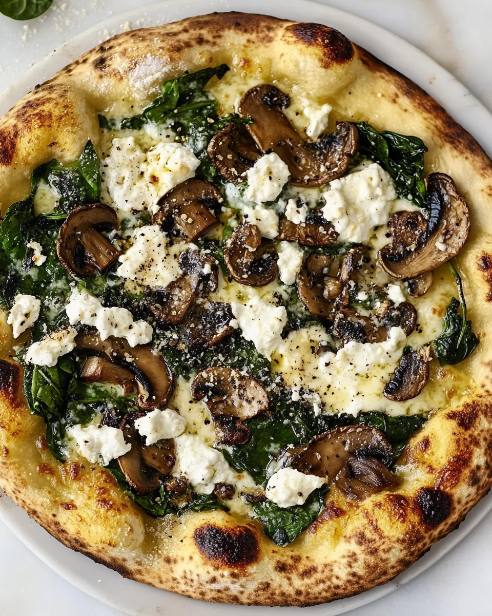 Savory Garlic Mushroom Spinach Homemade Pizza - additional image
