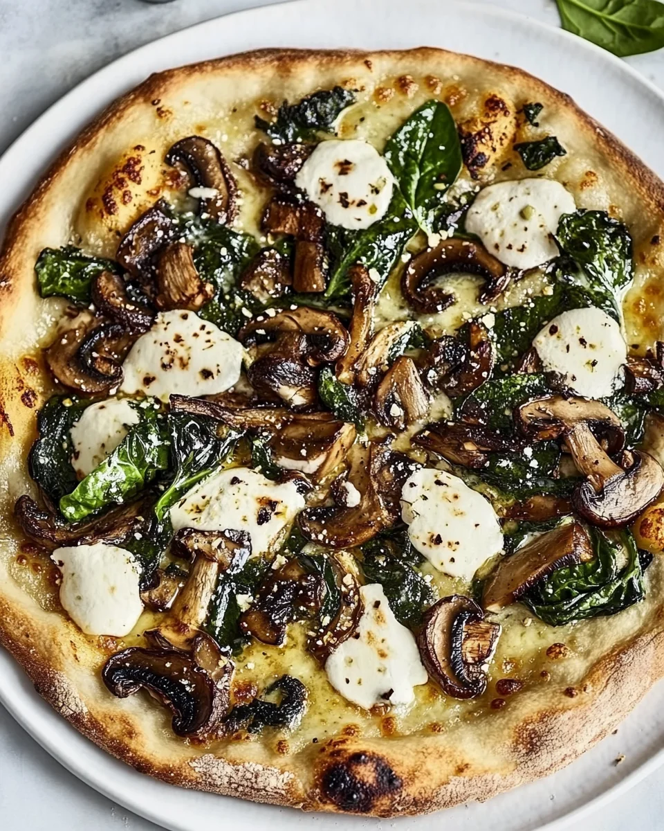 Savory Garlic Mushroom Spinach Homemade Pizza - additional image