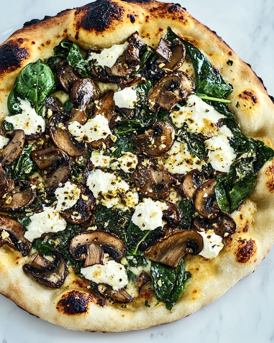 Savory Garlic Mushroom Spinach Homemade Pizza - additional image