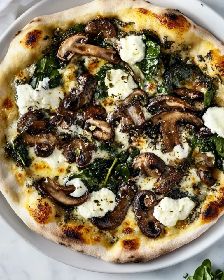 Savory Garlic Mushroom Spinach Homemade Pizza
