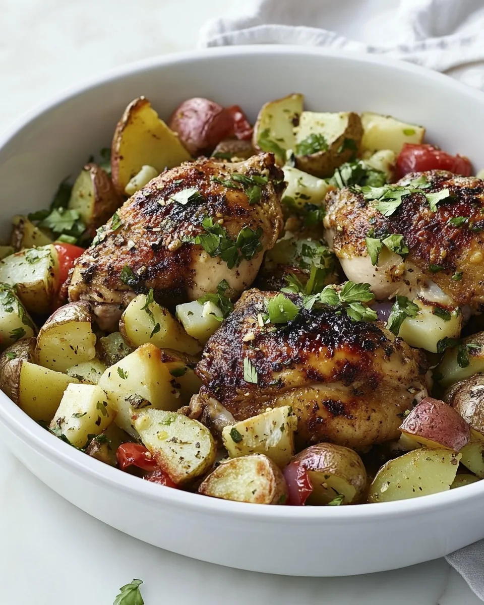 Simple Greek Chicken and Potatoes One-Pan Meal