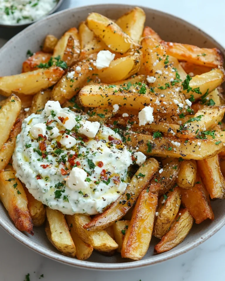 Easy Greek Fries with Feta and Tzatziki Sauce