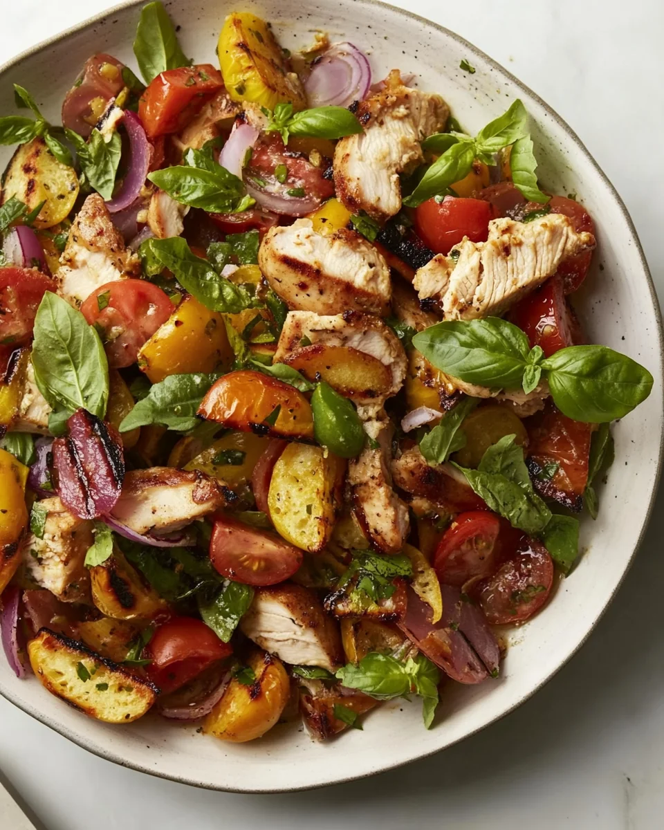 Grilled Chicken Panzanella Salad With Fresh Vegetables - additional image