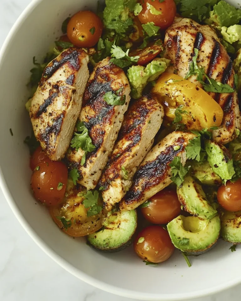 Grilled Chicken With Fresh Avocado Tomato Salad