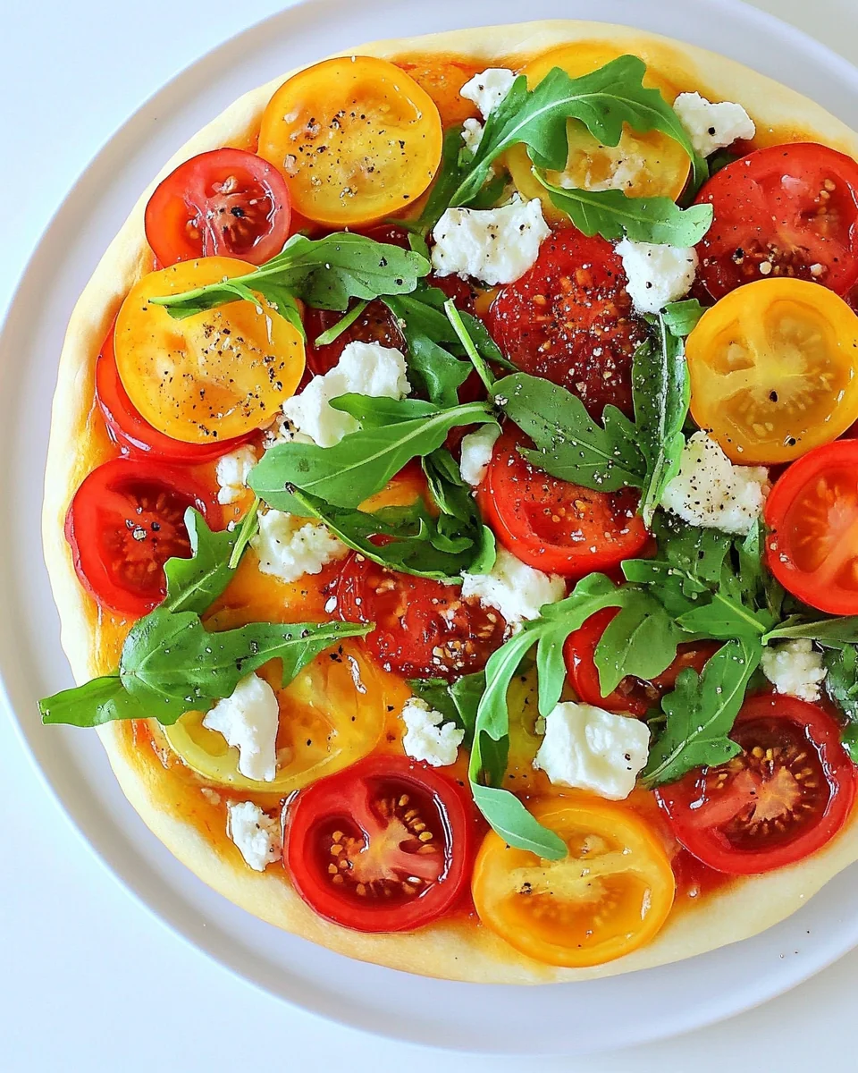 Heirloom Tomato Arugula Goat Cheese Homemade Pizza - additional image