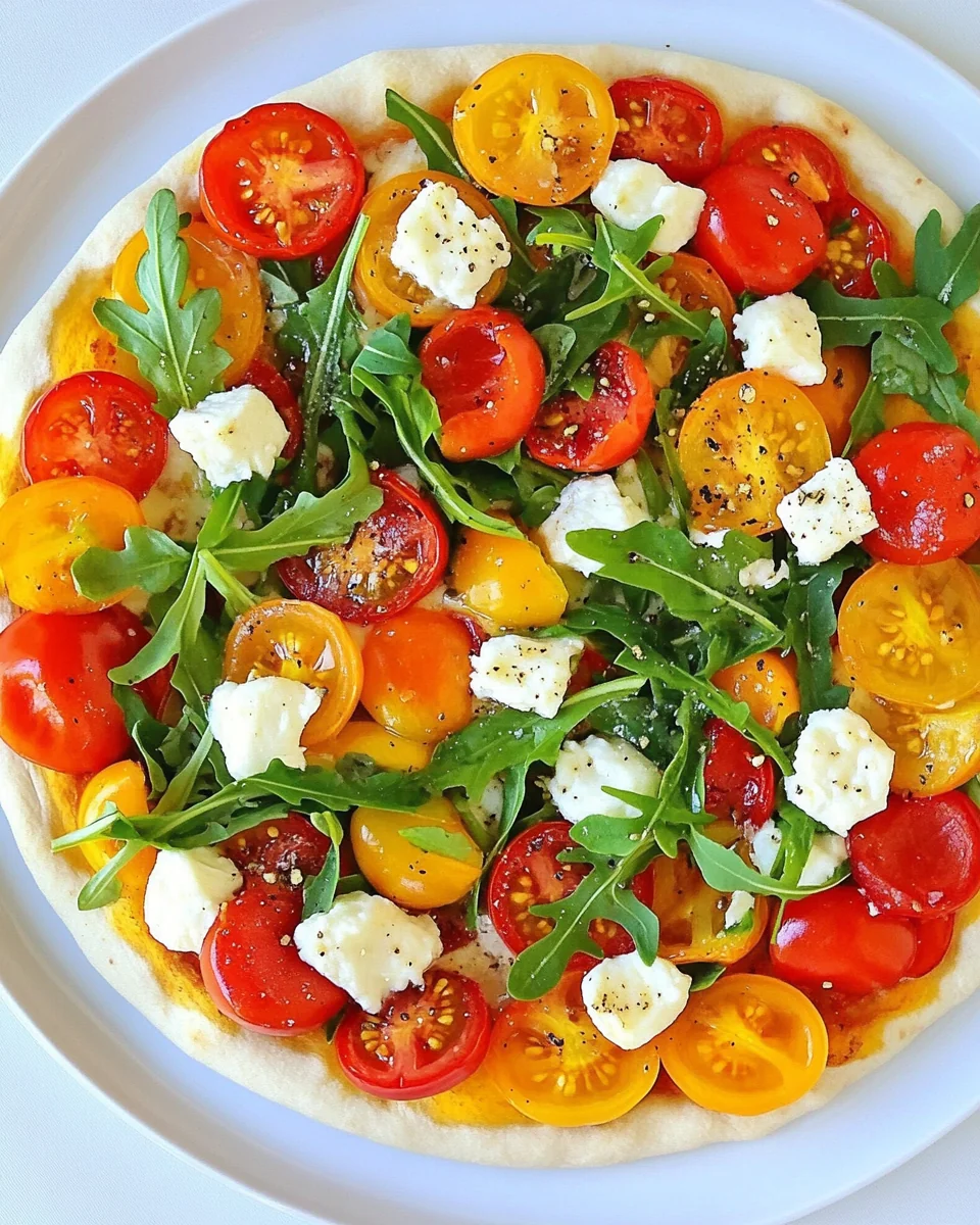 Heirloom Tomato Arugula Goat Cheese Homemade Pizza - additional image