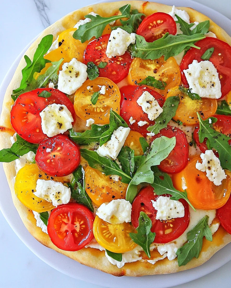 Heirloom Tomato Arugula Goat Cheese Homemade Pizza - additional image