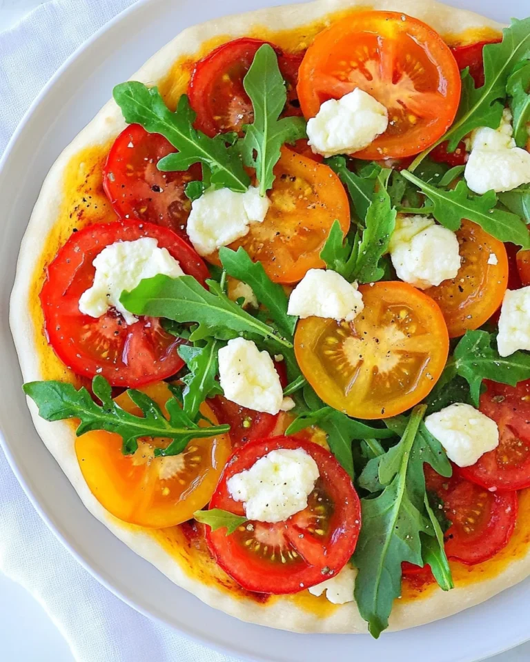 Heirloom Tomato Arugula Goat Cheese Homemade Pizza