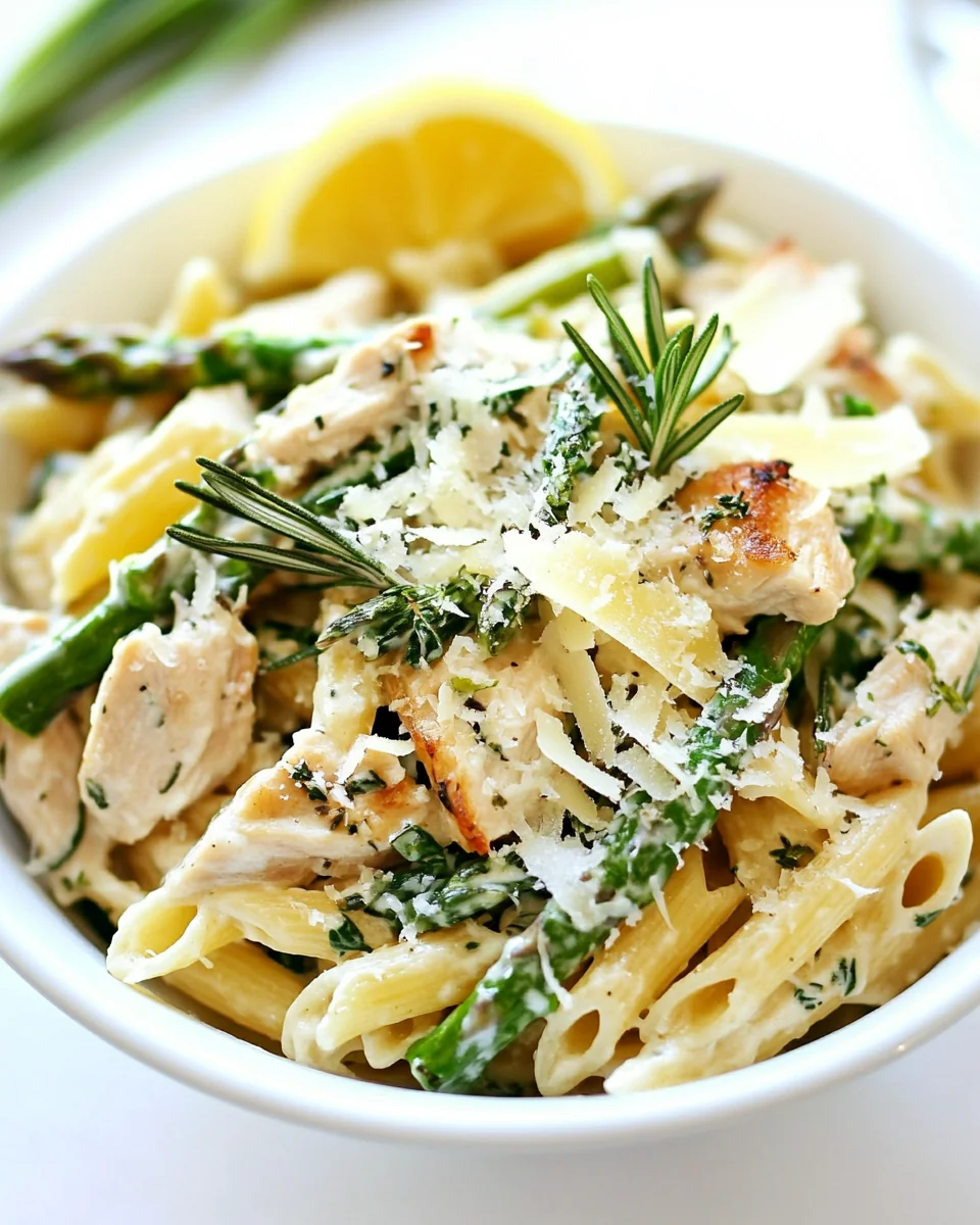 Lemon Rosemary Chicken Pasta with Fresh Asparagus and Spinach - additional image