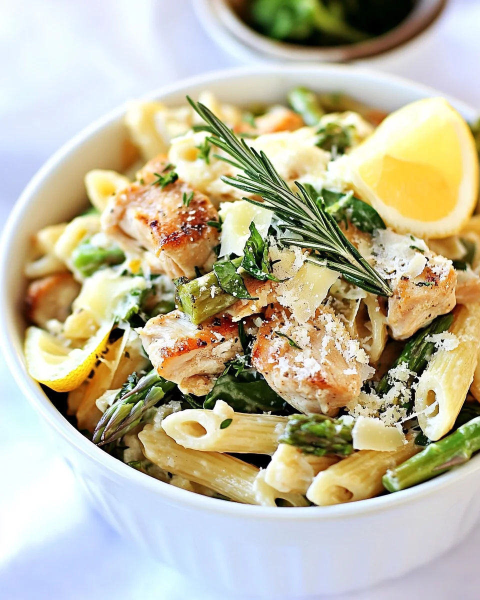 Lemon Rosemary Chicken Pasta with Fresh Asparagus and Spinach - additional image