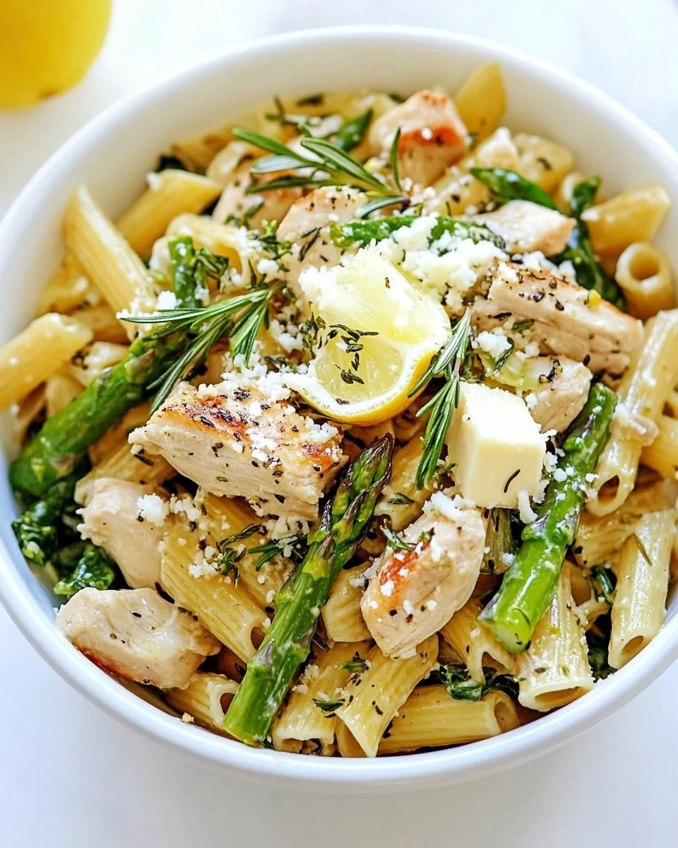Lemon Rosemary Chicken Pasta with Fresh Asparagus and Spinach - additional image