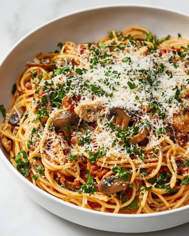 Creamy Mushroom Chicken Parmesan Pasta