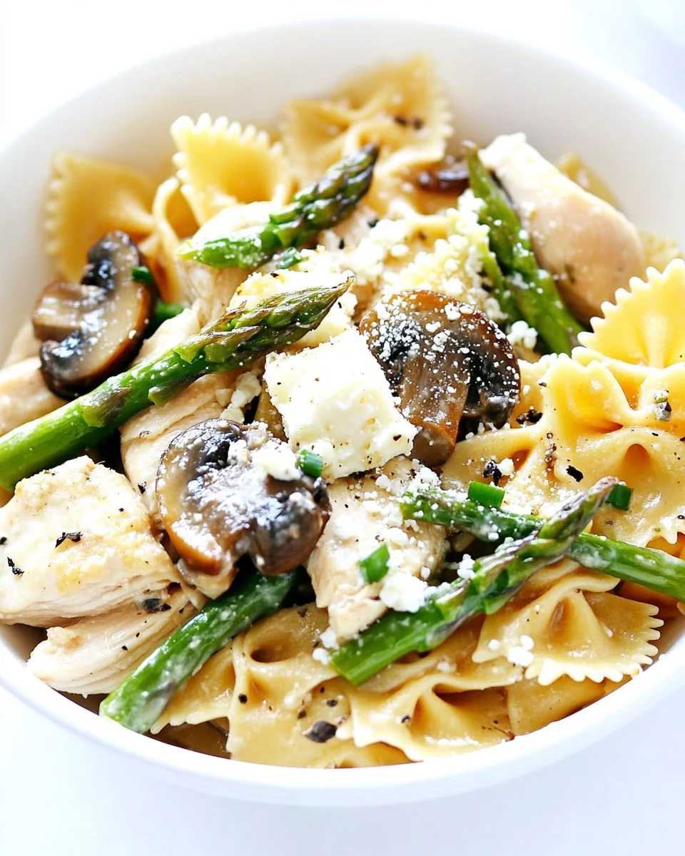 Creamy Goat Cheese Pasta With Chicken Asparagus and Mushrooms - additional image