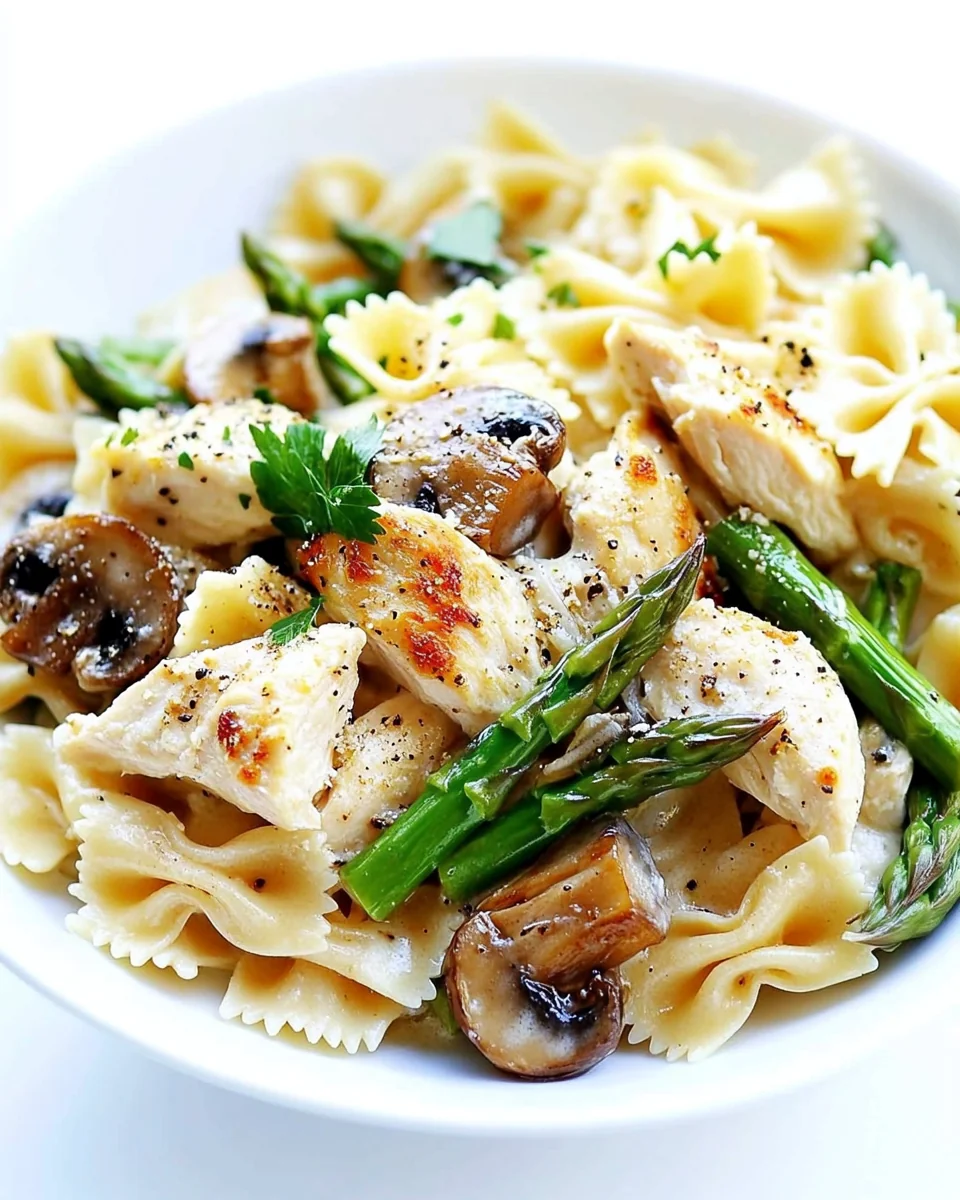 Creamy Goat Cheese Pasta With Chicken Asparagus and Mushrooms - additional image