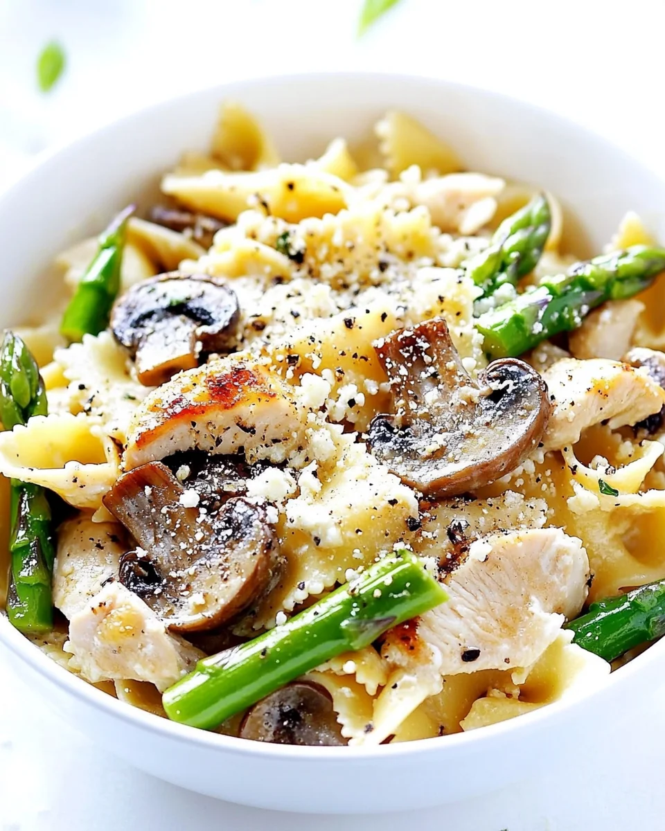 Creamy Goat Cheese Pasta With Chicken Asparagus and Mushrooms - additional image