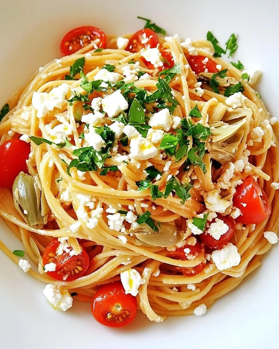 Fresh Artichoke Tomato Feta Pasta For A Cozy Dinner - additional image