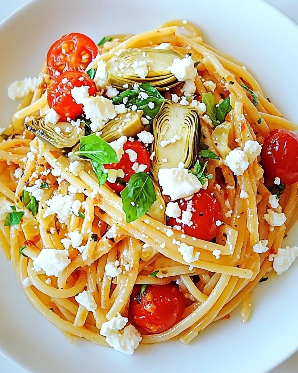 Fresh Artichoke Tomato Feta Pasta For A Cozy Dinner - additional image