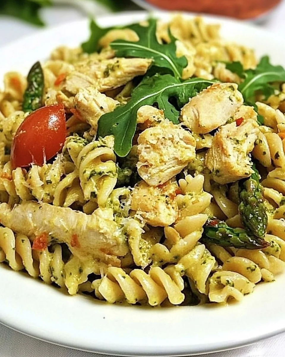 Simple Pesto Pasta With Chicken and Fresh Asparagus - additional image