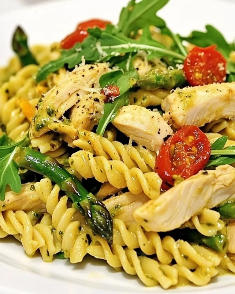 Simple Pesto Pasta With Chicken and Fresh Asparagus