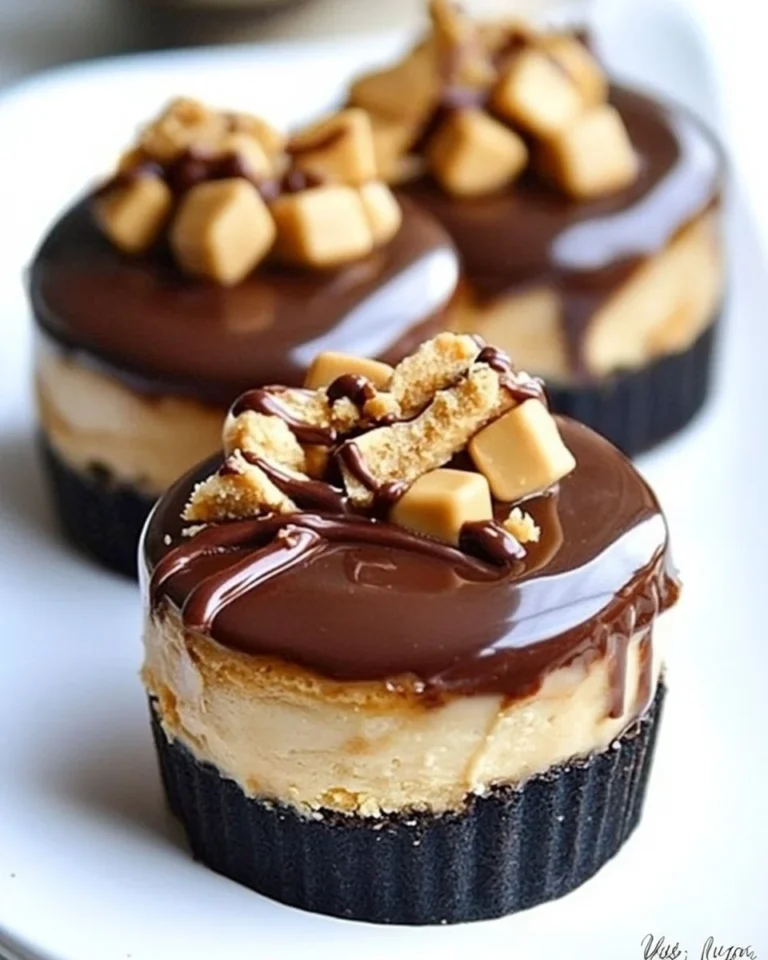 Delicious Homemade Reese Peanut Butter Chocolate Mini Cheesecakes