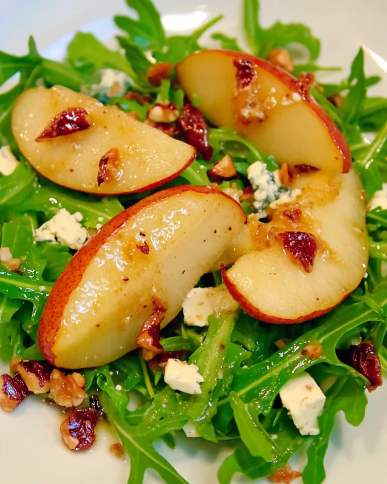 Savory Roasted Pear Blue Cheese Arugula Salad
