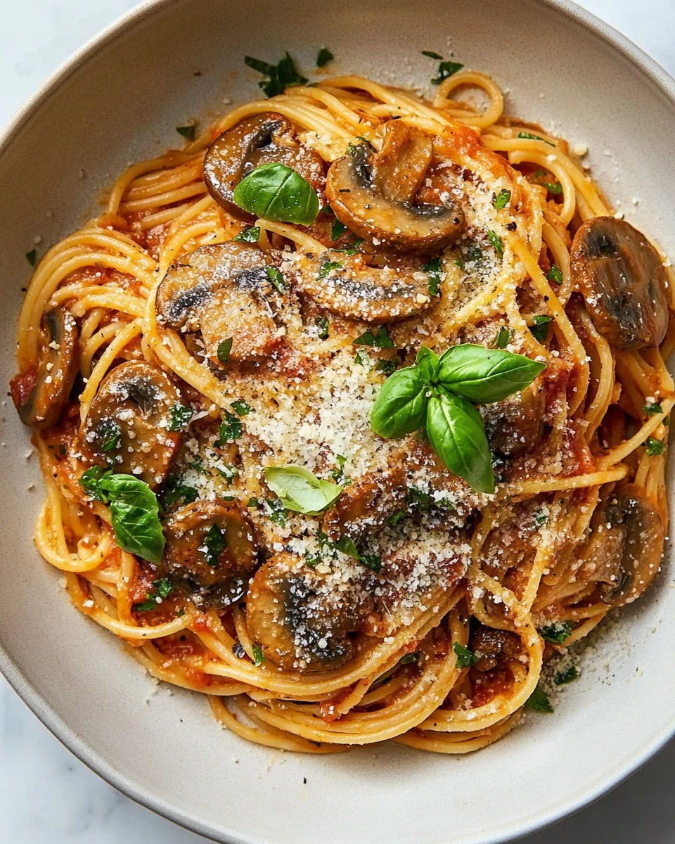 Creamy Roasted Red Pepper Pasta with Mushrooms - additional image