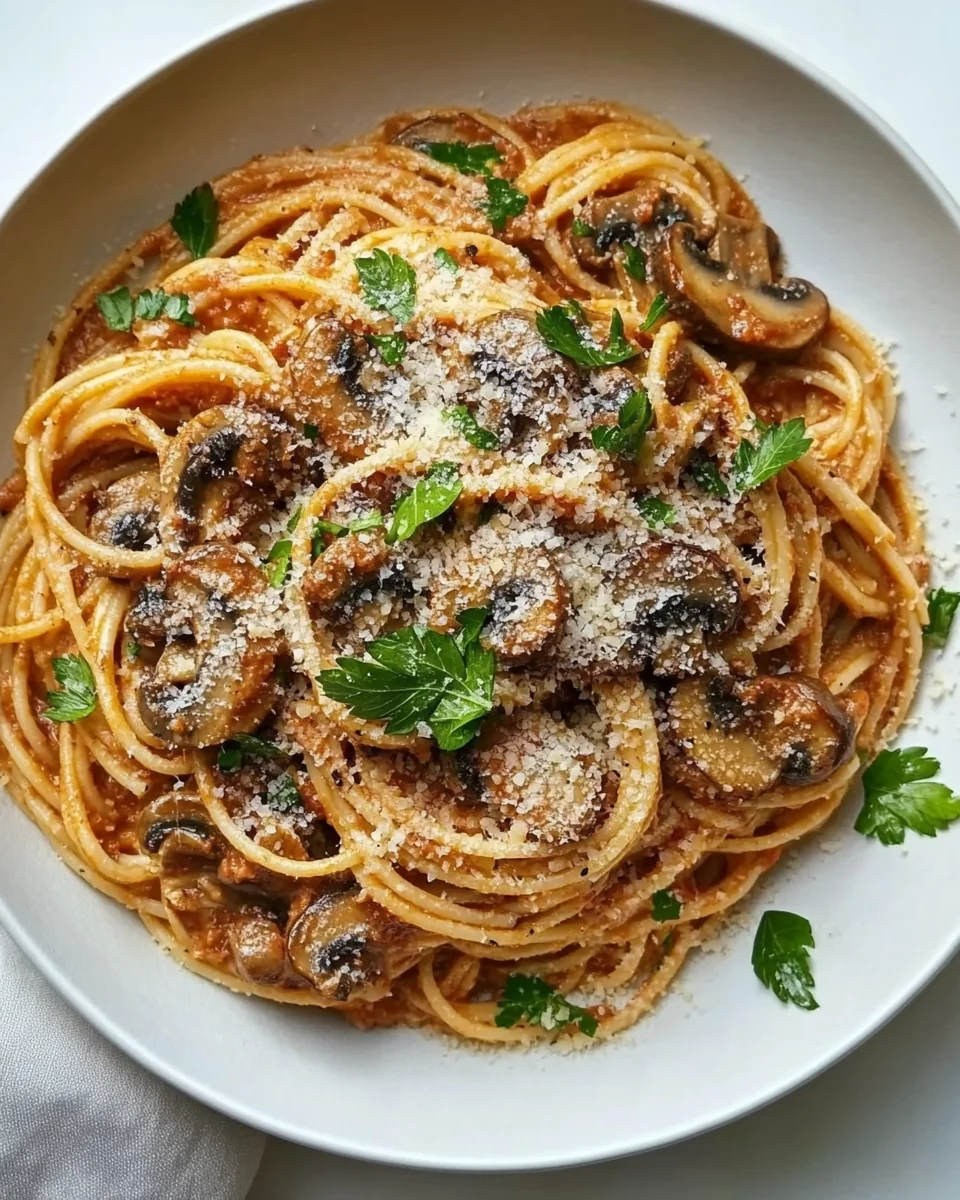 Creamy Roasted Red Pepper Pasta with Mushrooms - additional image