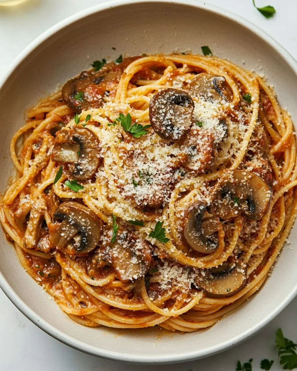 Creamy Roasted Red Pepper Pasta with Mushrooms - additional image