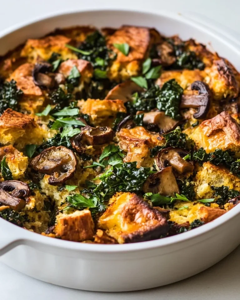 Savory Mushroom and Kale Strata for a Cozy Night