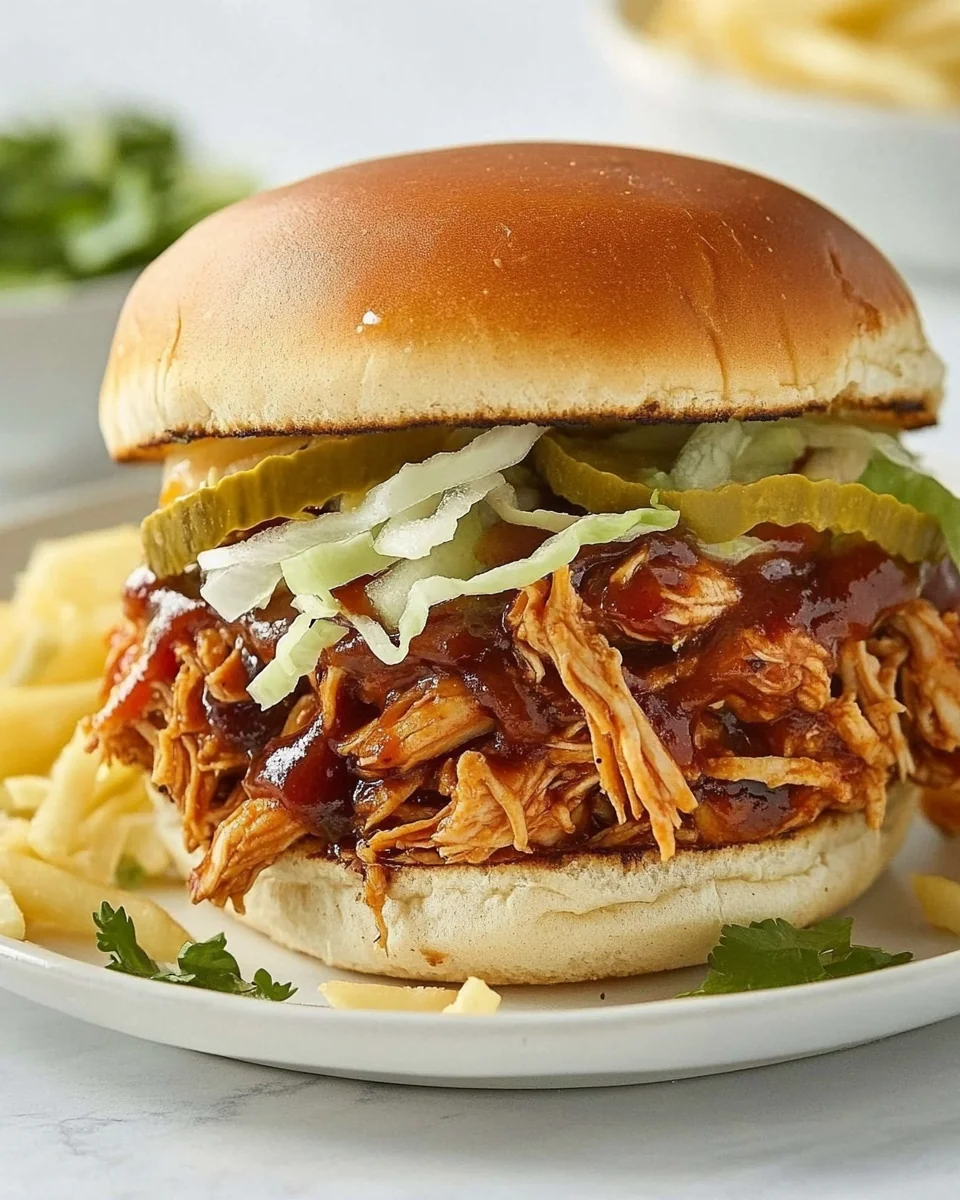 Savory Shredded BBQ Chicken Burgers Made From Scratch - additional image