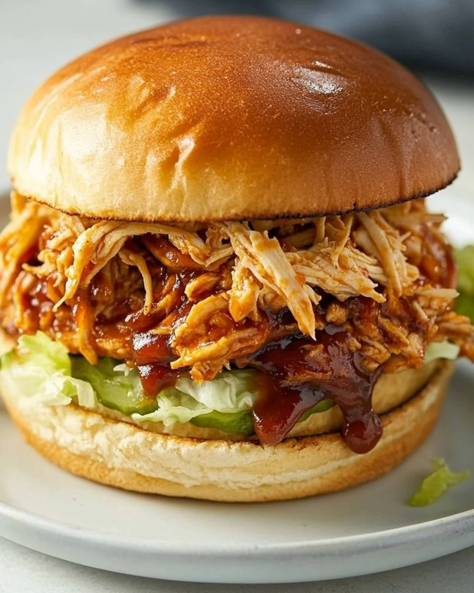 Savory Shredded BBQ Chicken Burgers Made From Scratch - additional image