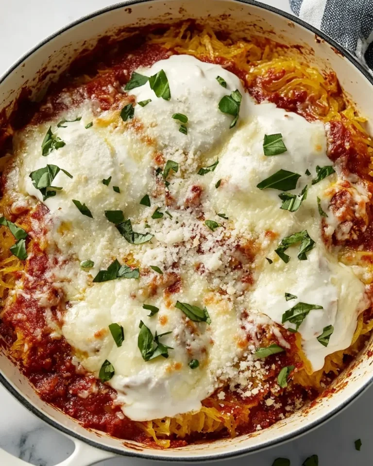 Simple Spaghetti Squash Chicken Parmesan Bake