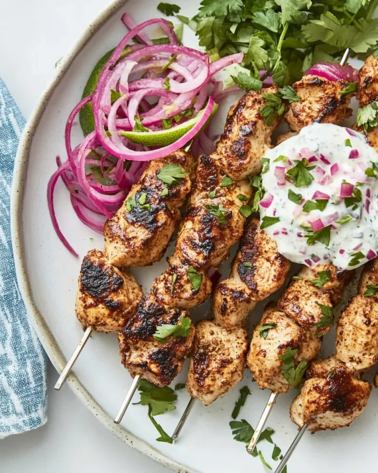 Spiced Chicken Kebabs with Creamy Yogurt Sauce