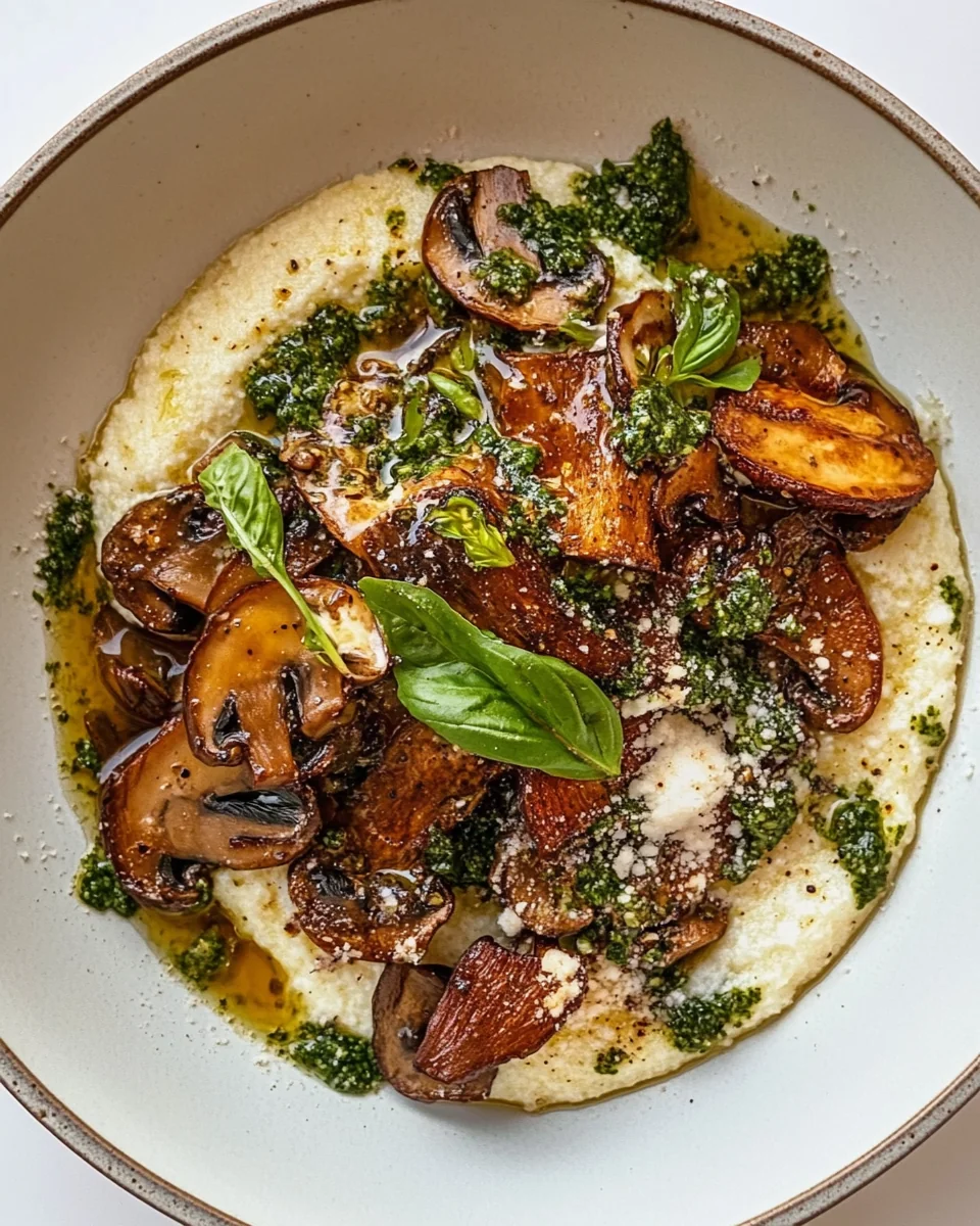 Spring Mushroom Polenta with Fresh Basil Vinaigrette - additional image