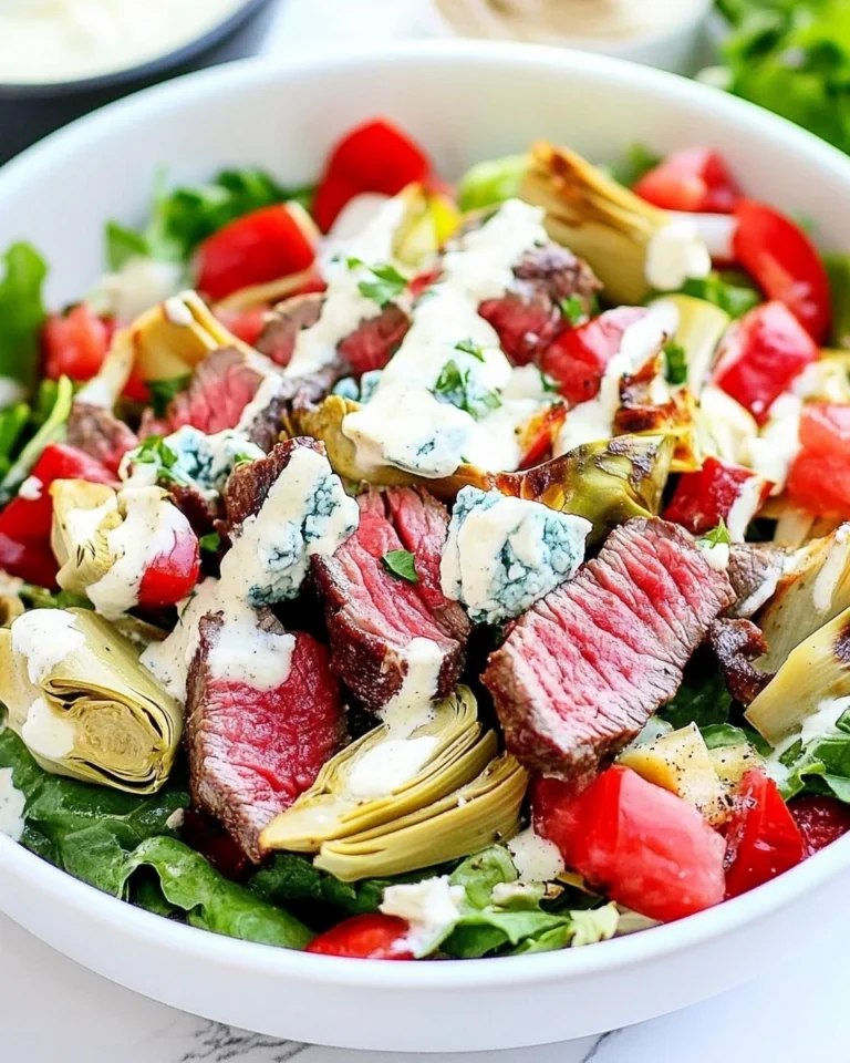 Fresh Steak Artichoke Salad With Creamy Blue Cheese Dressing