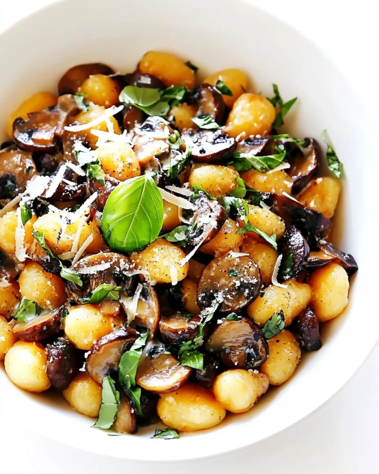 Toasted Gnocchi with Savory Mushrooms and Fresh Basil