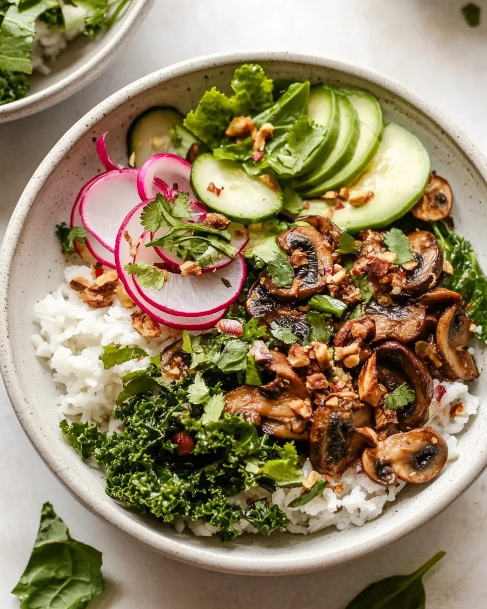 Savory Vegetarian Mushroom Kale Larb Bowls - additional image