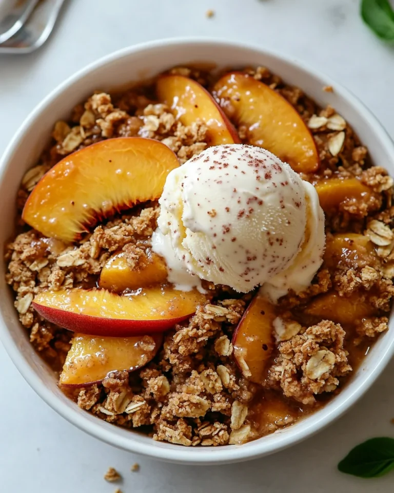 Easy Homemade Peach Crisp with Ice Cream for a Cozy Dessert