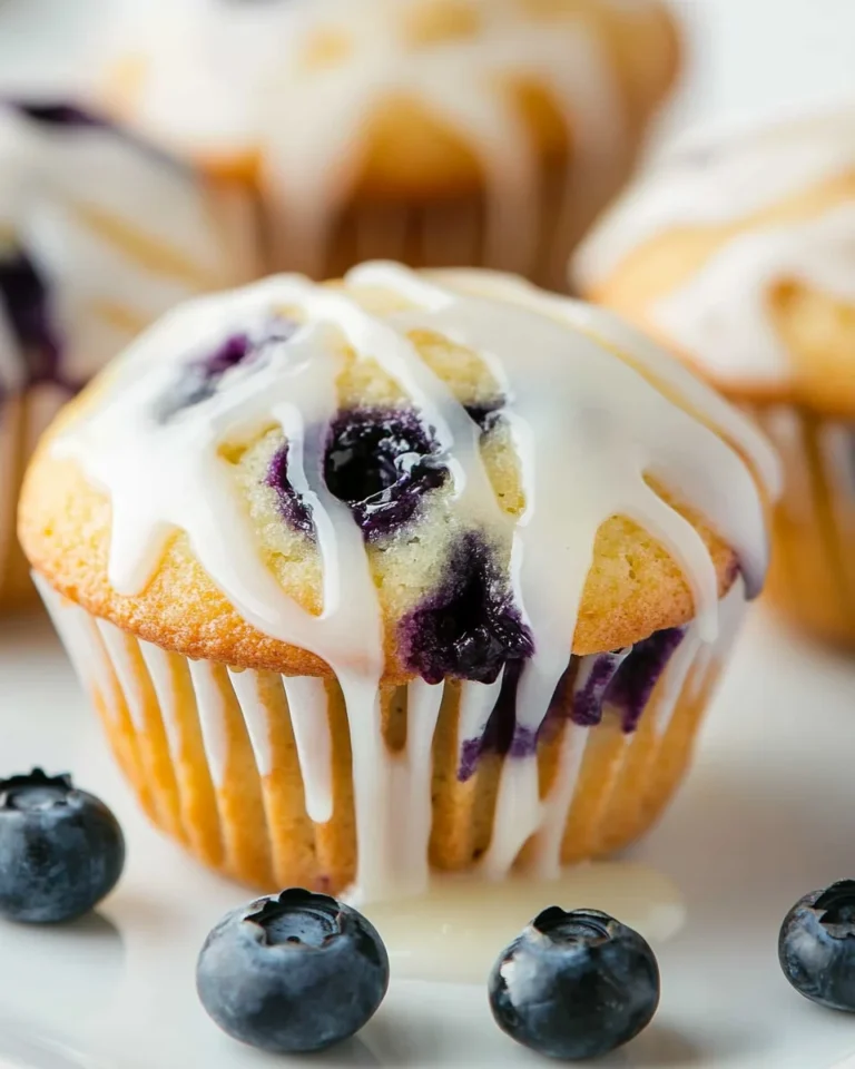 Homemade Blueberry Muffins With Fresh Lemon Glaze