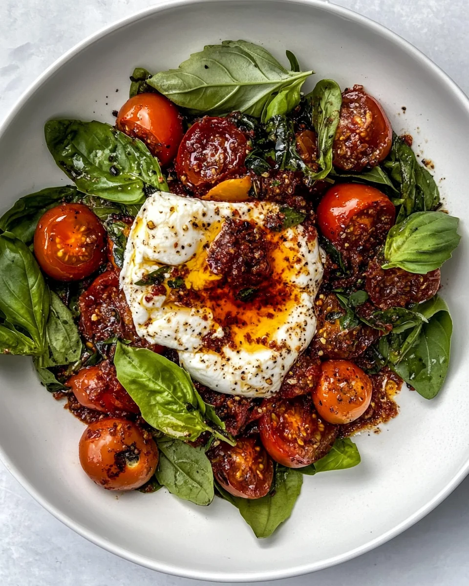 Fresh Burrata and Tomato Salad With Savory Harissa Dressing - additional image